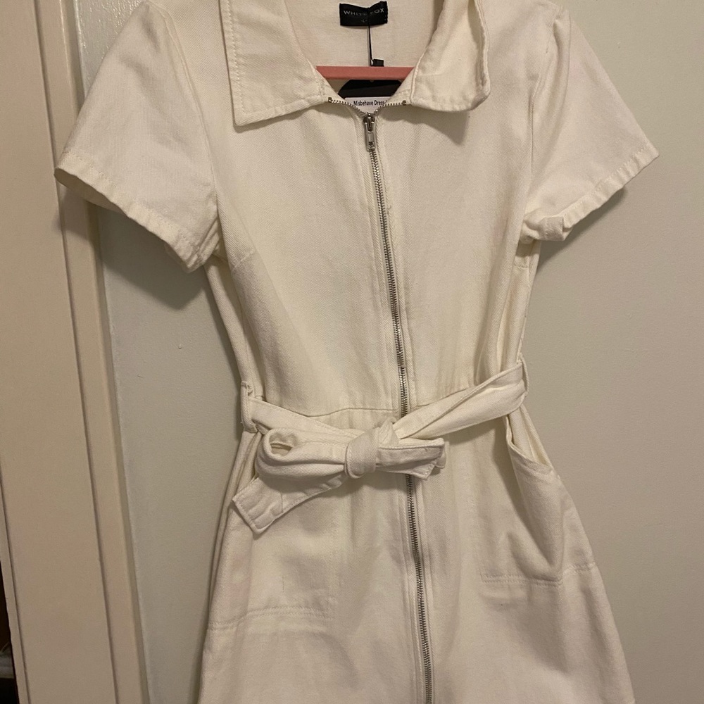 White Fox Boutique Denim Belted Dress